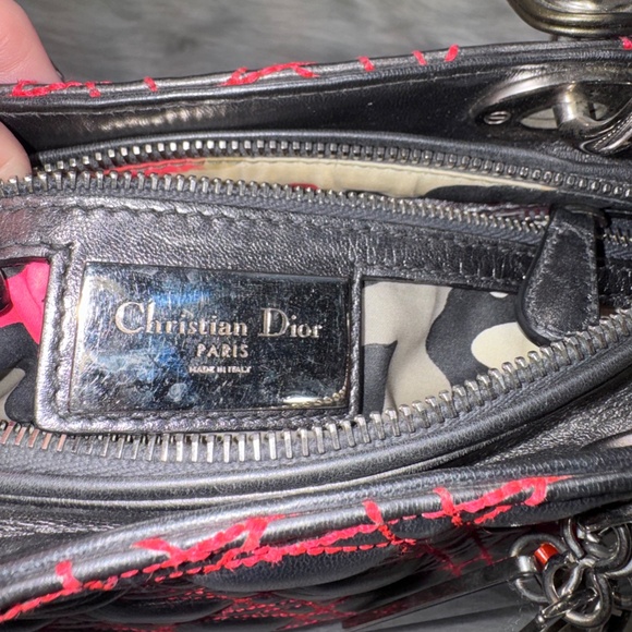 Christian Dior Cannage two-Way Handbag with Pink Stitching~Pre-Loved - Picture 13 of 16